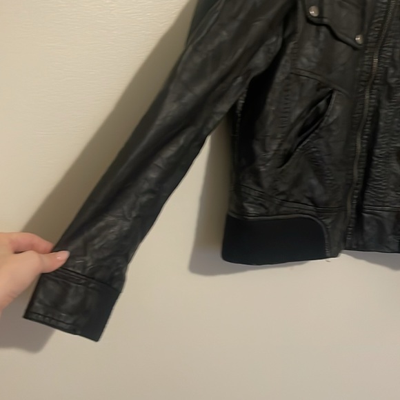 Xhileration | Black Leather Fuzzy Lined Jacket - Picture 2 of 5